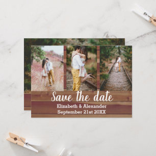 Rustic Photo Collage Save The Date Card