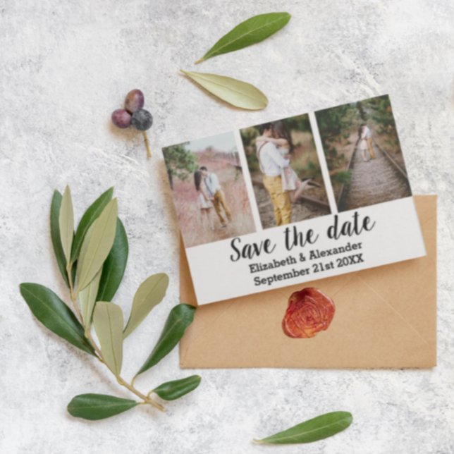 Rustic Photo Collage Save The Date Card (Creator Uploaded)