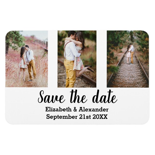Rustic Photo Collage Save The Date Magnet (Horizontal)