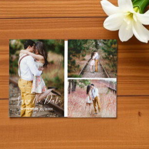 Rustic Photo Collage Save The Date Postcard