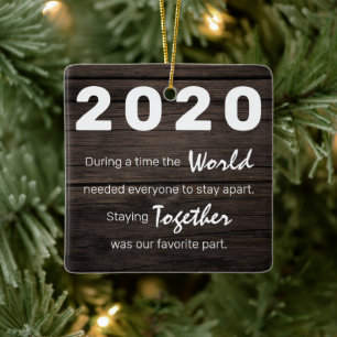 Rustic Photo Covid Rememberance Christmas Tree Ceramic Ornament