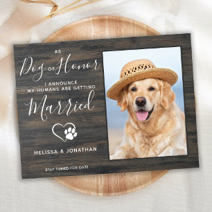 Rustic Photo Dog Of Honour Pet Wedding Engagement Announcement Postcard