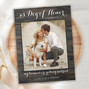 Rustic Photo Dog Of Honour Pet Wedding Engagement Announcement Postcard