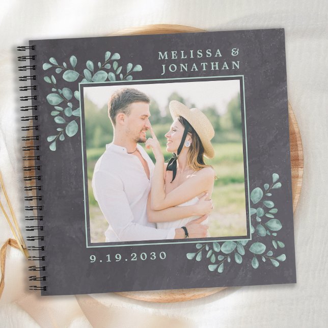 Rustic Photo Eucalyptus Greenery Wedding GuestBook Notebook (Creator Uploaded)