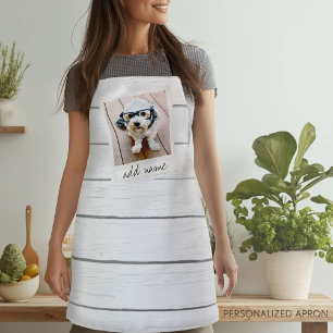 Rustic Photo Frame with Shiplap Background Print Apron