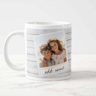 Rustic Photo Frame with Shiplap Background Print Large Coffee Mug
