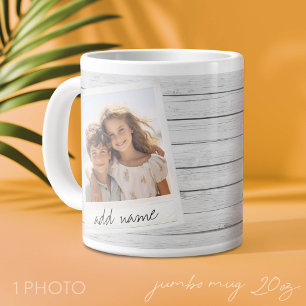 Rustic Photo Frame with Shiplap Background Print Large Coffee Mug