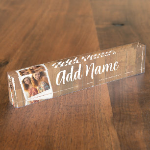 Rustic Photo Frame with Square Instagram and Wood Nameplate