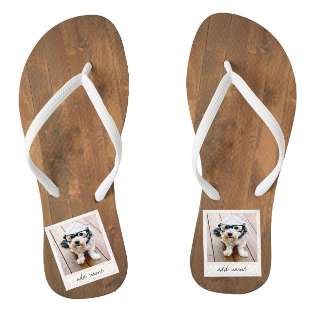 Rustic Photo Frame with Square Instagram and Wood Thongs (Footbed)