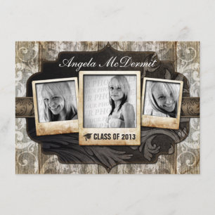 Rustic Photo Graduation Announcement Invite