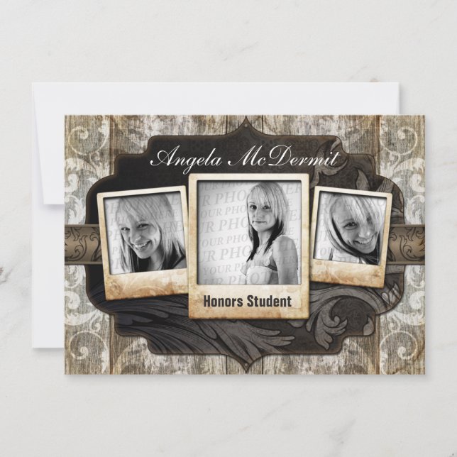 Rustic Photo Graduation Announcement Invite (Front)