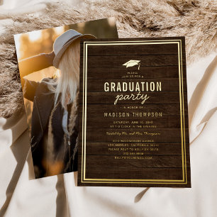 Rustic Photo Graduation Party Gold
