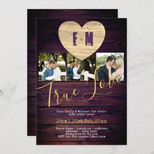 Rustic PHOTO Invites Purple Couple Celebrations
