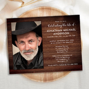 Rustic Photo Memorial Funeral Celebration Of Life Invitation Postcard