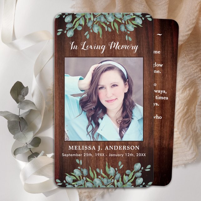 Rustic Photo Memorial Funeral Prayer Card Sympathy (Creator Uploaded)