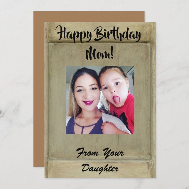 Rustic Photo Mum Birthday Holiday Card (Front/Back)