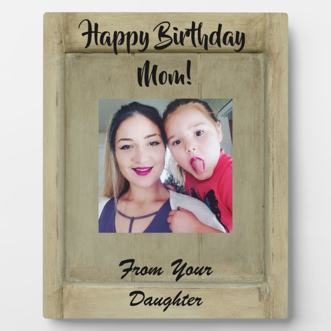 Rustic Photo Mum Birthday Plaque (Front)