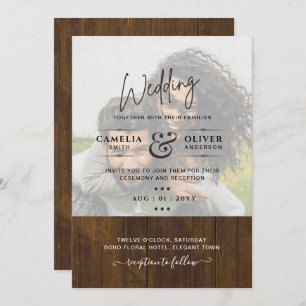 Rustic PHOTO OVERLAY Wedding INVITE QR Code RSVP