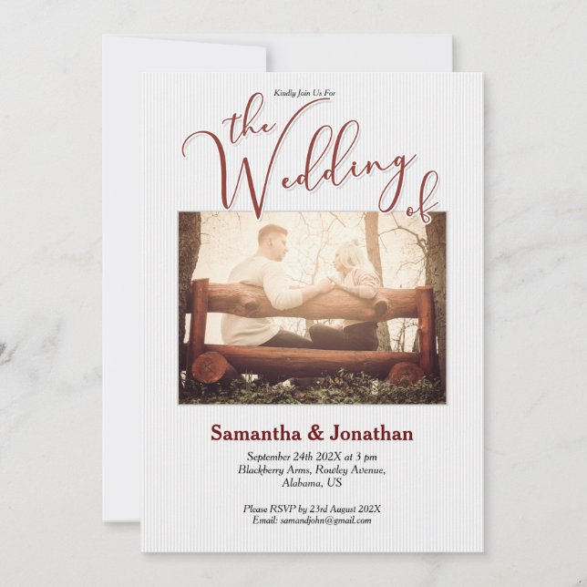 Rustic Photo Personalized Wedding Invitation (Front)