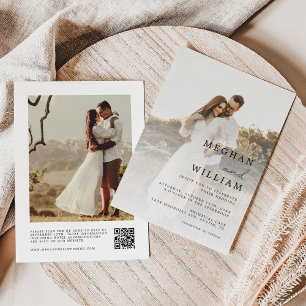 Rustic Photo QR Code Wedding Invitation