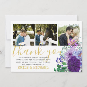 Rustic PHOTO Thank You Cards Blue Flowers