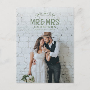 Rustic photo thank you wedding announcement