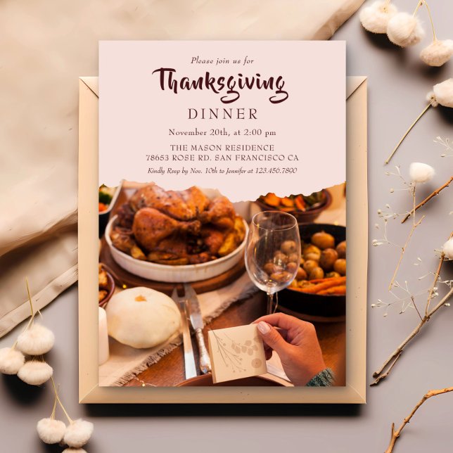 Rustic Photo Thanksgiving Dinner Invitation (Creator Uploaded)