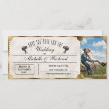 Rustic Photo Vintage Movie Ticket Save the Date