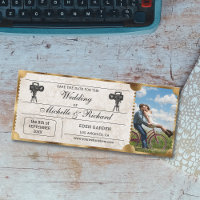 Rustic Photo Vintage Movie Ticket Save the Date