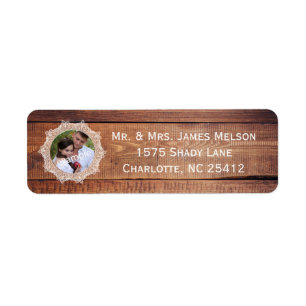 Rustic Photo Wood and Lace Return Address Return Address Label