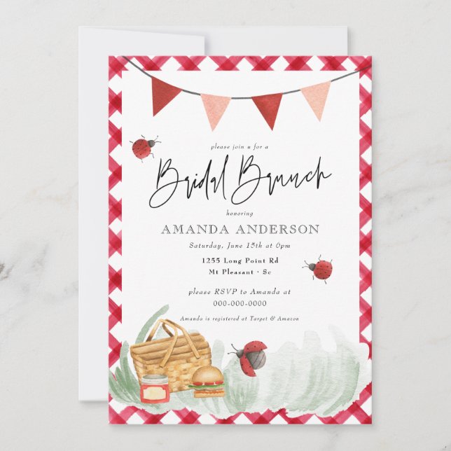 Rustic Picnic Backyard BBQ Bridal Brunch  Invitation (Front)