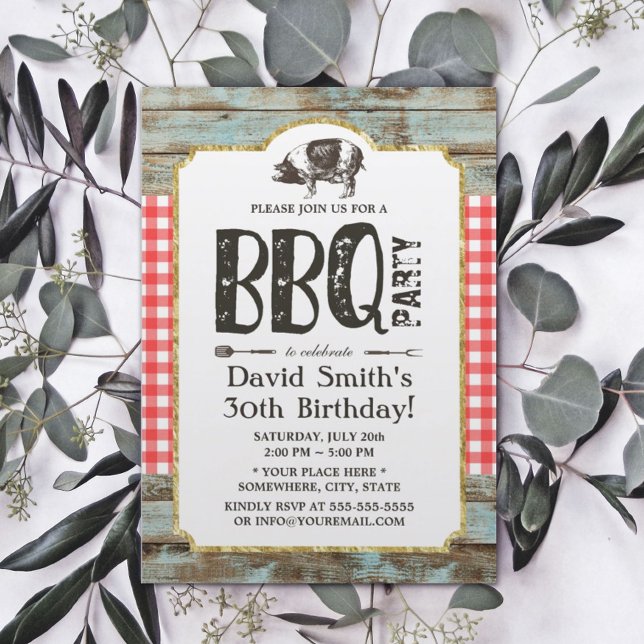 Rustic Pig Roast BBQ 30th Birthday Party Invitation (Creator Uploaded)