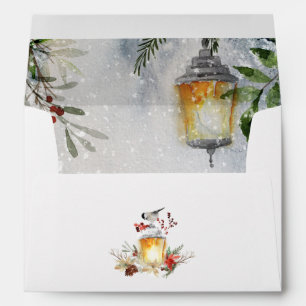 Rustic Pine and Spruce Winter Holiday Envelope