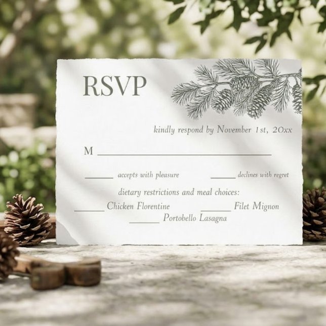 Rustic Pine Branch Greenery Wedding RSVP Response  Postcard (Creator Uploaded)