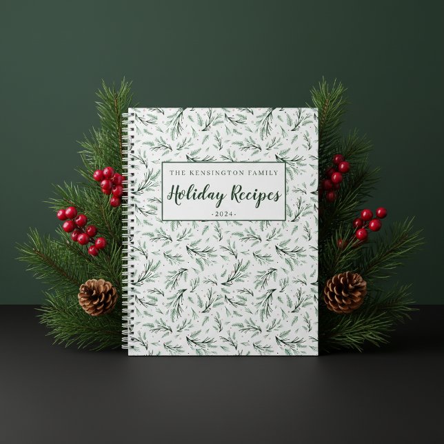 Rustic Pine Branch Pattern Holiday Recipe Notebook (Creator Uploaded)