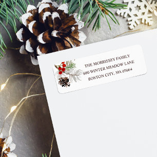 Rustic Pine Cone Berries Return Address Label