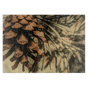 Rustic Pine Cone Design Cutting Board