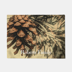 Rustic Pine Cone Design Doormat