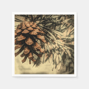 Rustic Pine Cone Design Napkin