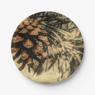 Rustic Pine Cone Design Paper Plate