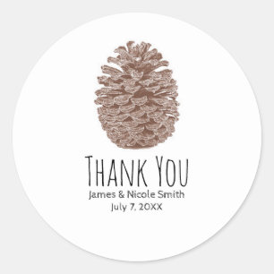 Rustic Pine Cone Elegant Simple Country Wedding Classic Round Sticker