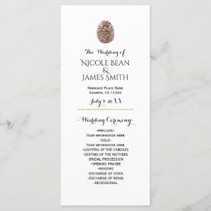 Rustic Pine Cone Elegant Simple Wedding Program