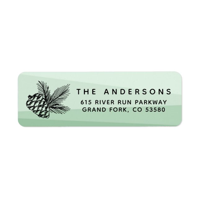 Rustic Pine Cone Mint Green Holiday Return Address Label (Front)