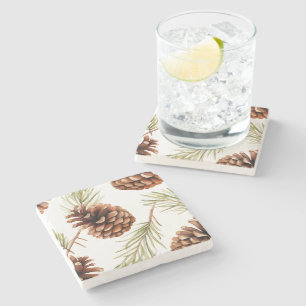 Rustic Pine Cone  Stone Coaster