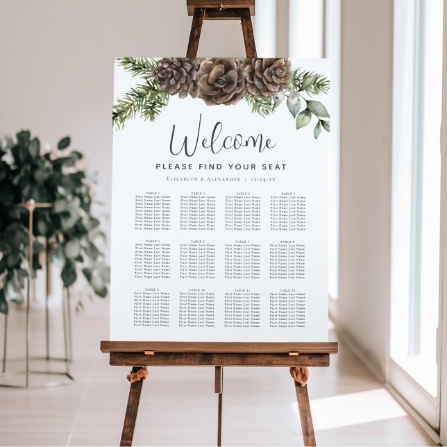 Rustic Pine Cone Winter Wedding Seating Chart (Creator Uploaded)