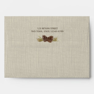 Rustic Pine Cones and Burlap Navy Blue Envelopes