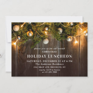 Rustic Pine Cones Branch HOLIDAY LUNCHEON Invitation