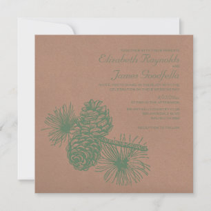 Rustic Pine Cones Wedding Invitations