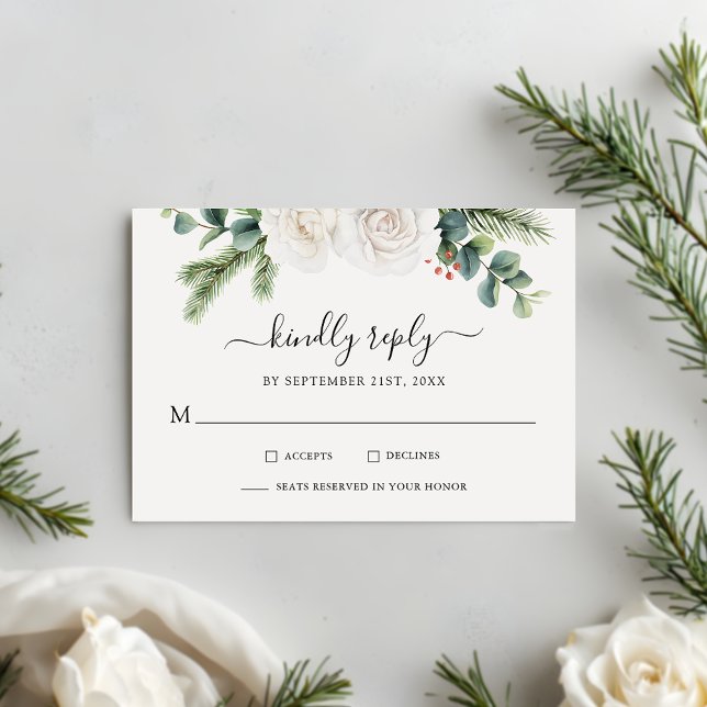 Rustic Pine Eucalyptus Greenery Boho Wedding RSVP  (Creator Uploaded)