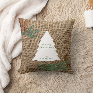 Rustic Pine Forest Christmas Tree Cushion